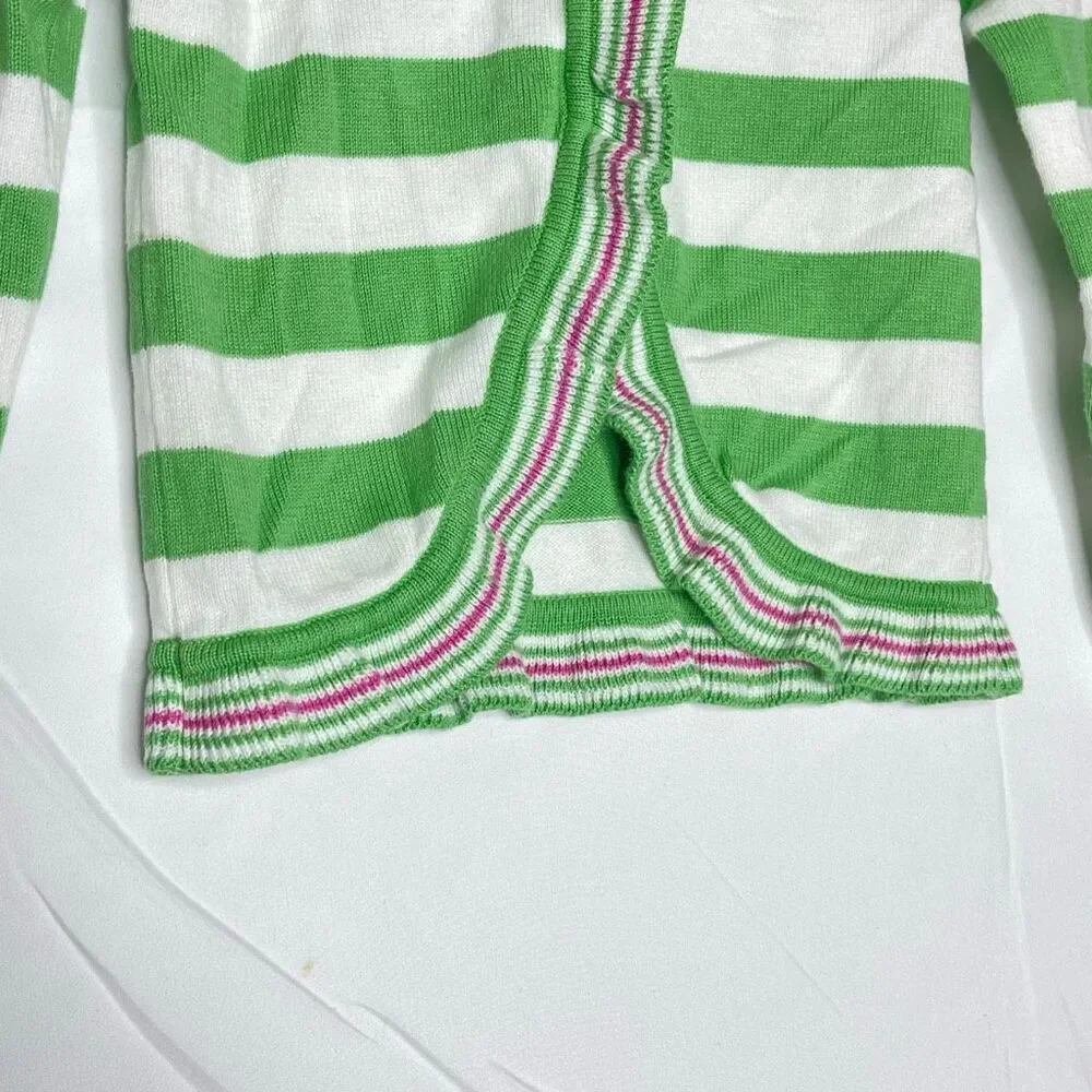 The Children’s Place TCP Sweater Cardigan Green White Stripe Girls Size 4T Y2K